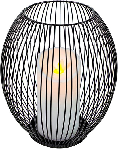 OLEEK Small Outdoor Candle Holders for Patio - Pillar Candle Holder - Black Wire Candle Holder for Table Centerpiece - Iron Lantern Decorative Candles - Farmhouse Decor Fireplace Metal Candle Holders