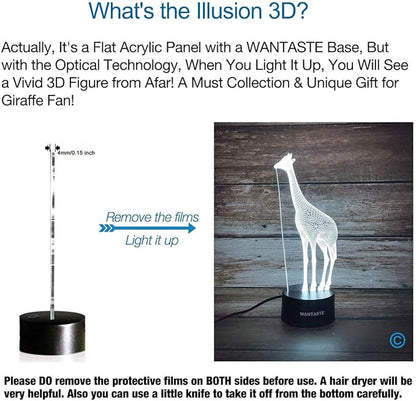 3D Giraffe Decor Lamp with Remote, 7 Color Changing Night Light Toys, Birthday Gift for Kids Girls Boys