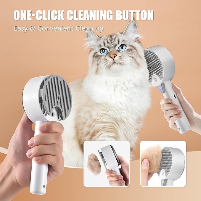 Cloud Care Cat Brush for Indoor Cat Steam Brush for Shedding Spritz Defur Comb for Cats Dogs Steam Brushes for Long Short Hair Cats Dogs Pet Steam Brushes for Massage Grooming Self-Cleaning-Mewly Pet
