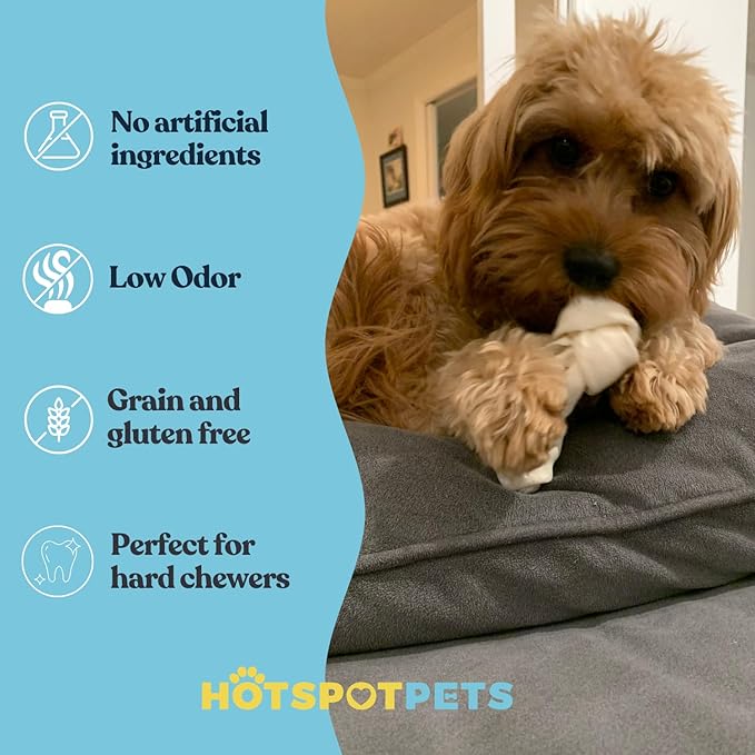 Hotspot Pets 4–5 Inch Rawhide Dog Bones (10 Pack) – USDA Certified Facility, from Grass-Fed Brazilian Cows, Supports Dental Health & Good Behavior-Mewly Pet