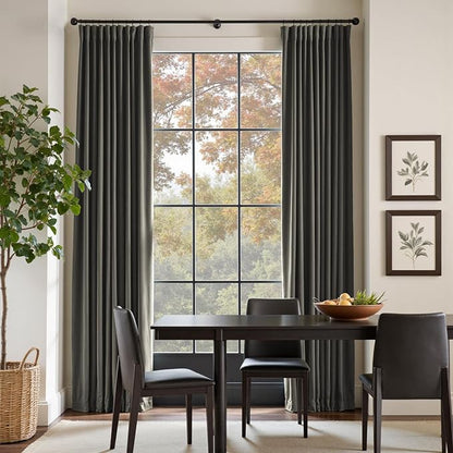 Lazzzy Velvet Blackout Curtains Thermal Insulated Room Window Drapes Super Soft Luxury Curtains for Living Room Bedroom Rod Pocket 2 Panels, Grey, 42" W x 84" L