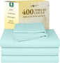 California Design Den Split King Sheets Sets for Adjustable Bed - Soft 400 Thread Count Sateen, Natural 100% Cotton Sheets with Deep Pockets, Breathable, Cooling and Durable Bedding Set - Seafoam