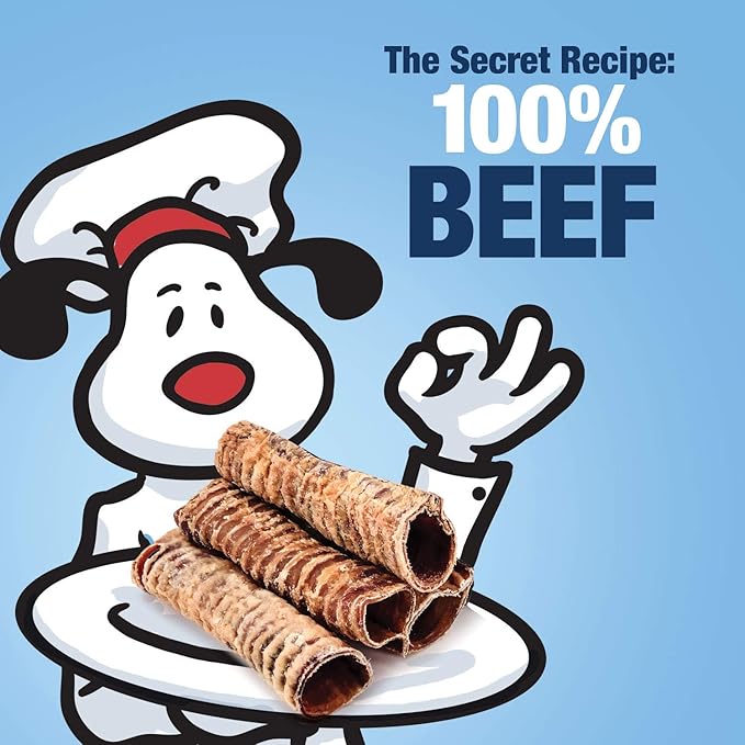 ValueBull Beef Trachea, Premium 5-6 Inch, 200 Count Bulk Pack - Natural Angus Dog Chews with Glucosamine, Chondroitin & Amino Acids-Mewly Pet