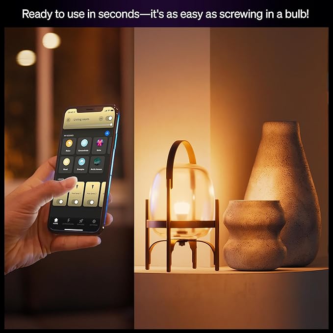 Philips Hue Smart LED A19 Bulb, White & Color Ambiance, E26 Base, 7.2W, Full Spectrum Light 1000K-20000K, 810 Lumens, Dimmable, Works with Alexa, Google,& Apple Home, 3pk