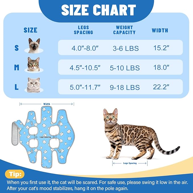 Supet Cat Grooming Hammock, Self-Adhesive Cat Nail Clipper Hammock, Soft Fabric Cat Wrap for Cutting Nails, Quickly Calm Down for Medicine, Teeth Brushing, Ear Cleaning-Mewly Pet