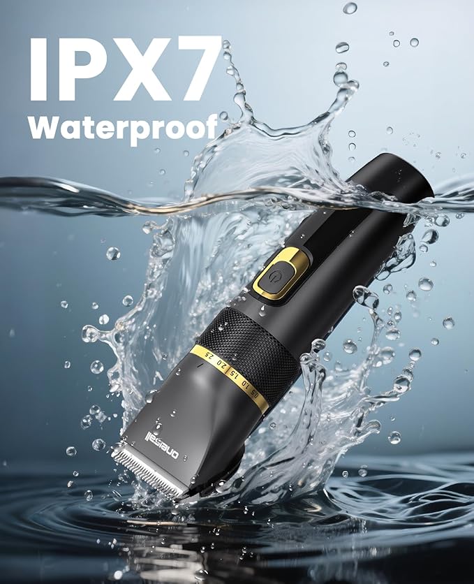 oneisall Dog Clippers Low Noise, Pro Dog Grooming Clippers Kit with Rechargeable Cordless Shaver Trimmer for Dogs Cats, IPX7 Waterproof Pet Clippers Grooming at Home-Mewly Pet