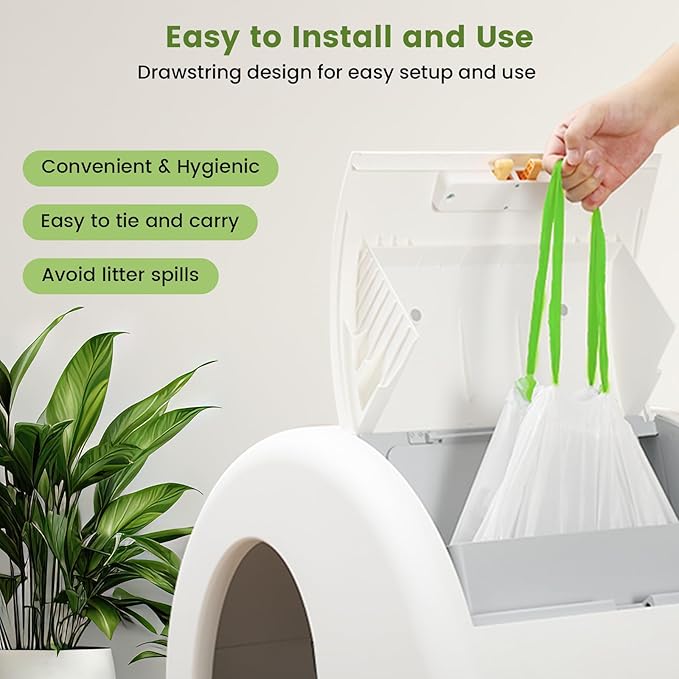 67 Count Cat Litter Bags for Pet Pura MAX Self-Cleaning Litter Box, Drawstring Kitty Liners for Automatic Waste Drawer Bin, Disposable Replacement Poop Trash Bag, Durable Leak-proof - 21 * 15.7 "-Mewly Pet