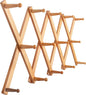 SKOLOO Hat Rack for Wall with 14 Hooks, Solid Wooden, Modern, Expandable Coat Rack Wall Mount for Coats, Hats, Bags, Baseball Caps, Natural Color