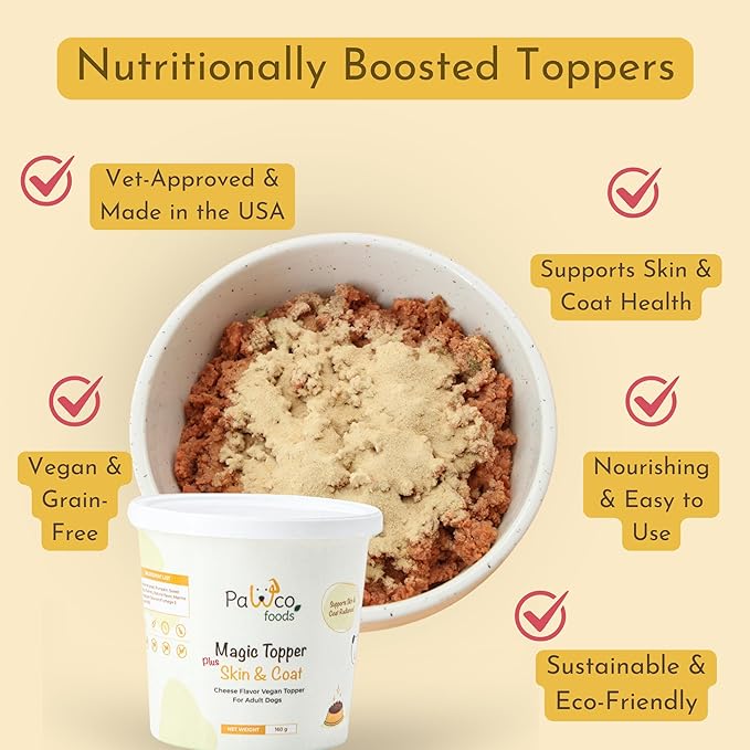PawCo Magic Topper Skin & Coat - Dog Food Topper for Healthy Skin & Shiny Fur, Grain-Free Meal Enhancer with Omega-3 & DHA, 160g-Mewly Pet