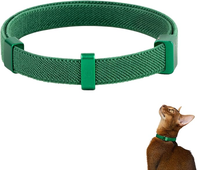 Safety Cat Collar Pro, Lightweight Elastic Release Non Breakaway Cat Collar Adjustable with Snap Fastener for Kitten All Small Large Cats, US IDA Gold Award (Alpine Green, S 5.9-11.8")-Mewly Pet