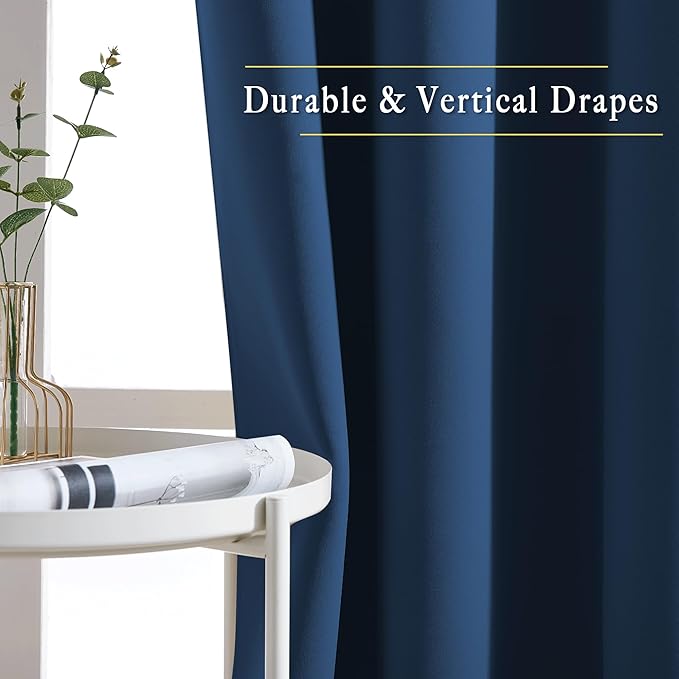 NICETOWN Moroccan Blue Blackout Kids Room Curtains, Grommet Thermal Curtains & Drapes Room Darkening Window Treatment Sound Reducing for Bedroom, 2 Panels, W66 x L66