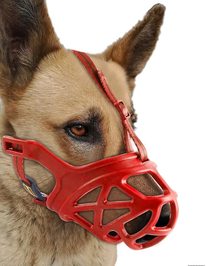 Mayerzon Dog Muzzle, Breathable Basket Muzzles for Small, Medium, Large and X-Large Aggressive Dogs Beagle German Shepherd Doberman, Cage Mouth Guard Stop Biting Chewing for Grooming Training-Mewly Pet