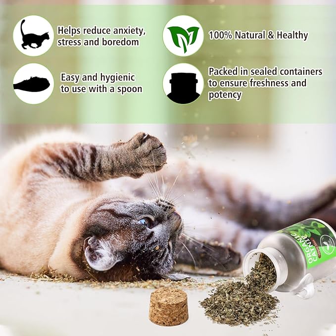 Natural Catnip for Cats,1.05 oz Cat Premium Organic Catnip,Safe & Non-Addictive Catnip Treats Used to Supplement Catnip Toys,Great for Training Redirecting Bad Behaviors-Mewly Pet