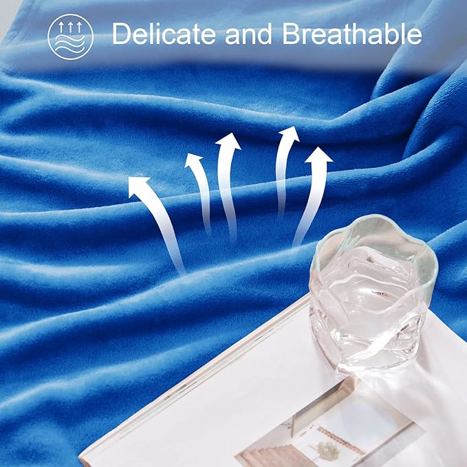 Exclusivo Mezcla Fleece Blanket Queen Size for Bed, Super Soft and Warm, All Season Use, Cozy, Plush, Lightweight, 90x90 Inches, Cobalt Blue