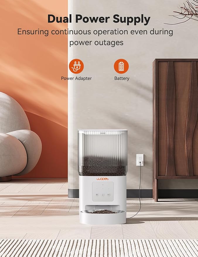 WOPET Automatic Cat Feeder, WiFi Dog Feeder with APP Control for Remote Feeding, Automatic Cat Food Dispenser with 10S Voice Record,1-10 Meals Per Day for Cats and Dogs-Mewly Pet