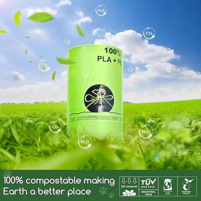 Biodegradable Cat Litter Liner Bags Compatible with LR 3, 4 and Most Self-Cleaning Litter Boxes, 60 Count Kitty Automatic Waste Drawer Liners, Drawstring Pet Compostable Replacement Poop Bags-Mewly Pet