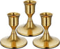 Brass Gold Taper Candle Holders Set of 3, Vintage Metal Candlestick Holders for Dinner Room Table Centerpiece or Mantel Wedding Party Decor