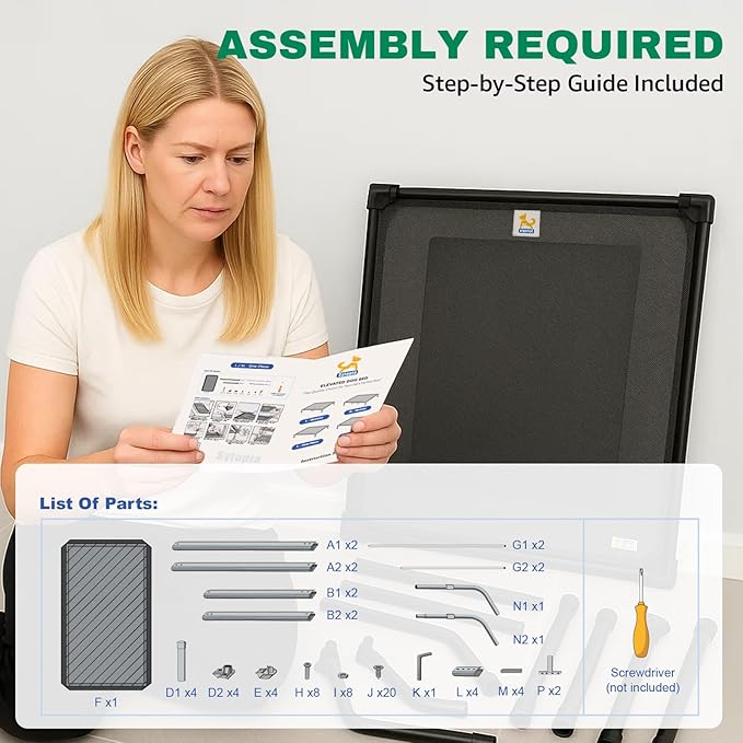 Sytopia 42'' Outdoor Elevated Dog Bed for Large Dogs, Chew-Proof Pet Camping Raised Cot with Breathable Mesh - Durable Frame, Cooling Hammock Style, Anti-Slip Base, Water-Resistant, Easy Clean-Mewly Pet