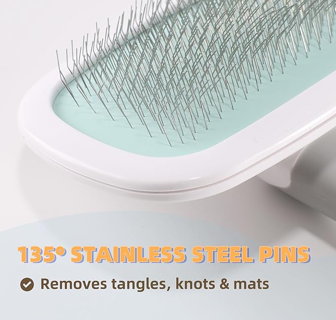 360°Rotating Dog and Cat Brush with Soft Pins Gentle Slicker Brush for Small Dogs Puppies Yorkies Poodles Cats Removes Loose Fur-Mewly Pet