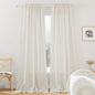 RYB HOME Long Curtains, Semi Sheer Linen Curtains for Living Room, Light Filtering Semi Transparent Window Panels Drapes for Bedroom, Farmhouse, Sliding Glass Door, W 34 x L 95 inch, Linen, Set of 2