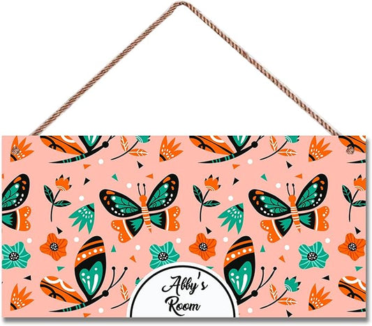 Personalized Butterfly Sign For Girls Room Boys Bedroom Custom Name Funny Theme Kids Toddler Baby Nursery Door Plaque Wall Art Decor For Little Man Cave
