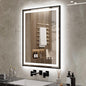 LED Bathroom Mirror, 28x36 Inch Black Framed Gradient Front and Backlit Bathroom Mirror with Lights, 3 Colors Dimmable CRI>90, Enhanced Anti-Fog Wall Mounted LED Mirror for Bathroom