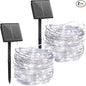 Brightown Outdoor Solar String Lights, 2 Pack 33 Feet 100 Led Solar Powered Fairy Lights with 8 Modes Waterproof Decoration Copper Wire Light for Patio Yard Trees Christmas Wedding Party (Pure White)