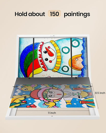 BAIJIALI White Art Frames for Kids Artwork - Front Opening Holds 150 Drawings, 3D Crafts - 3 Packs 8.5x11 with mat or 9x12 without Mat