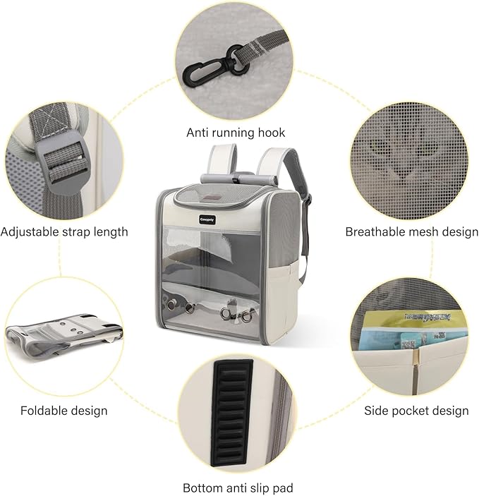 Cat Carrier Backpack,Cat Carrier with Window Blind，Cat Backpack for Small Cats Dogs, Safety Straps, Collapsible, Breathability,Designed for Travel, Hiking, Outdoor,Car-Mewly Pet