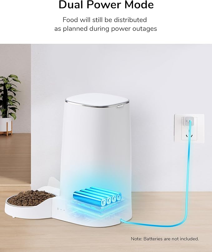 FUKUMARU Automatic Cat Feeder, 4L Dog Feeders with Double Bowls, Support DIY Meals and Timed Control WiFi Cat sFood Dispenser, Suit for Most Pet Food-Mewly Pet