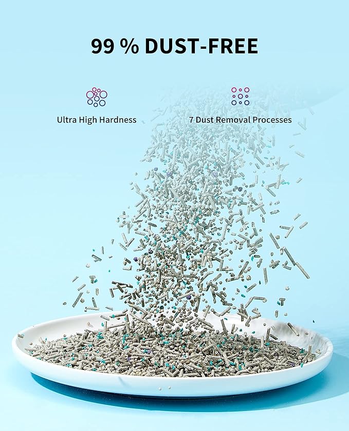 PETKIT Mixed Cat Litter Fast Clumping,Flushable,Ultra Absorbent, 100% Natural Ingredients Litter,Water Dissolvable,Really Dust-Free,Low Tracking Bentonite Tofu Litter ( 7.9 lb×4 Bags)-Mewly Pet