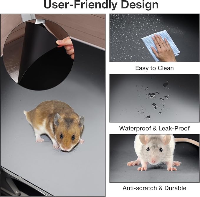 Guinea Pig Cage with Wooden Stand - Hamster Cage, Small Animal Cage Anti Chew Ramp, Hideout, Platform, Pull Out Tray (Brown, L)-Mewly Pet