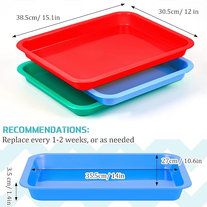 Tessco for you 3 Pcs Open Small Kitten Litter Box Rabbit Pan Waterproof Plastic Litter Tray Travel Toilet for Cats Bunny Guinea Pig Small Pet, Easy Clean(Fresh Color,15.1 x 12 x 1.4 Inch)-Mewly Pet