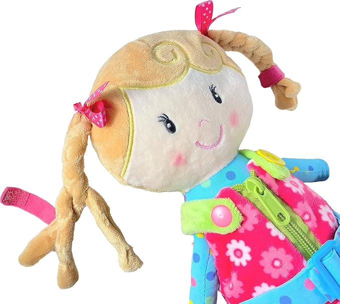 Sugar Snap Plush Learn to Dress Doll for Toddlers - 15" - for 2 Year Old Girl - Montessori
