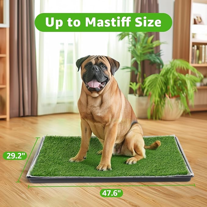 Dog Grass Large Potty Patch, Dog Litter Boxes Artificial Grass Bathroom Turf for Pet Training, Washable Puppy Pee Pad, Perfect Indoor/Outdoor Portable Potty Pet Loo-Mewly Pet