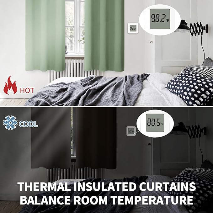 BGment Room Darkening Curtains 72 Inches Long - Grommet Thermal Insulated Drapes Window Treatment Curtains for Bedroom, 2 Panels, 42 x 72 Inch, Grass Green