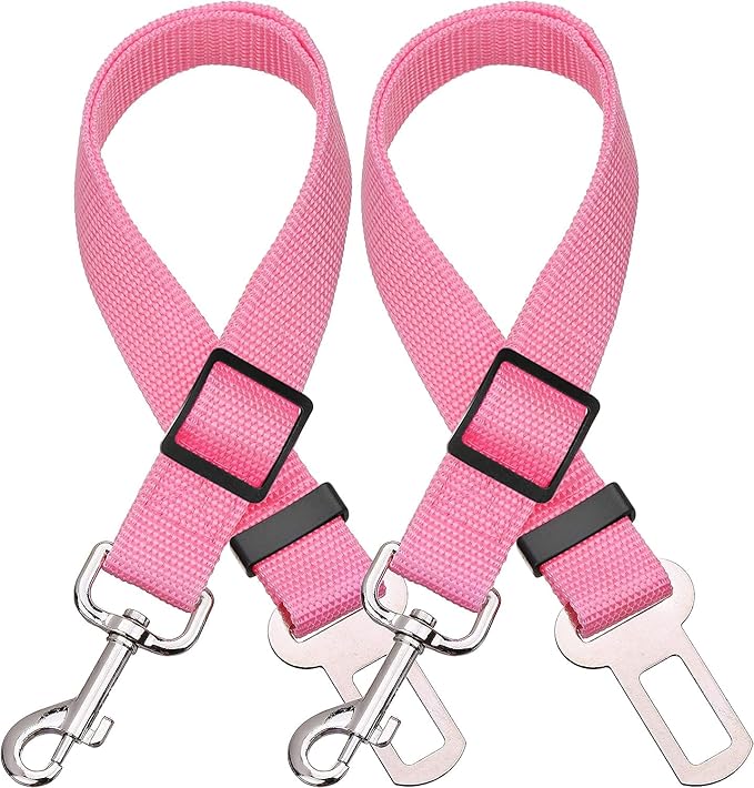 Elisel Elisel 2 Packs Adjustable Length Pet Dog Cat car seat Belt Pet seat Belt Pet Accessories for Dogs Cats and Pets (Pink)-Mewly Pet
