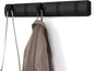 Umbra Flip Wall-Mounted Coat Rack with 5 Hooks – Modern, Space-Saving Storage for Hats, Jackets, Bags, Entryway, Mudroom, Closet, Bathroom, Bedroom – Black