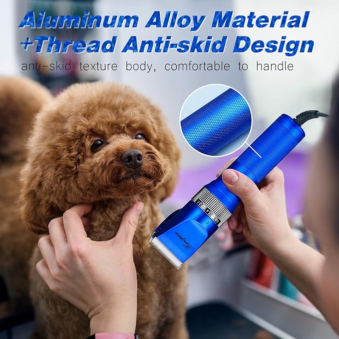 Dog Grooming Clippers, Professional 12V Heavy Duty Pet Clippers, Large Dog Shaver for Thick Coat,Plug-in Pet HairTrimmer with Guard Combs Brush for Dogs Cats-Mewly Pet