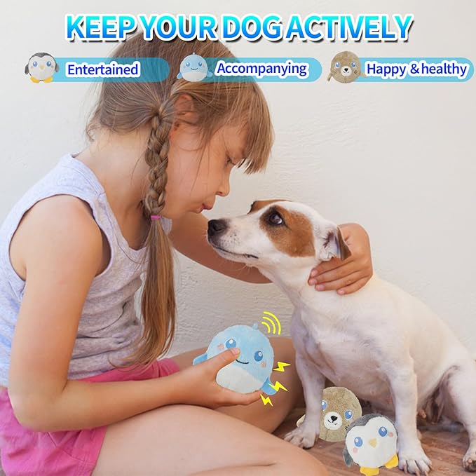 DKING 3Pack Squeaky Dog Balls,2 in1 Funny Puppy Ball Toys,Birthday Dog Toy for Small Medium Dogs (Ocean Ball)-Mewly Pet