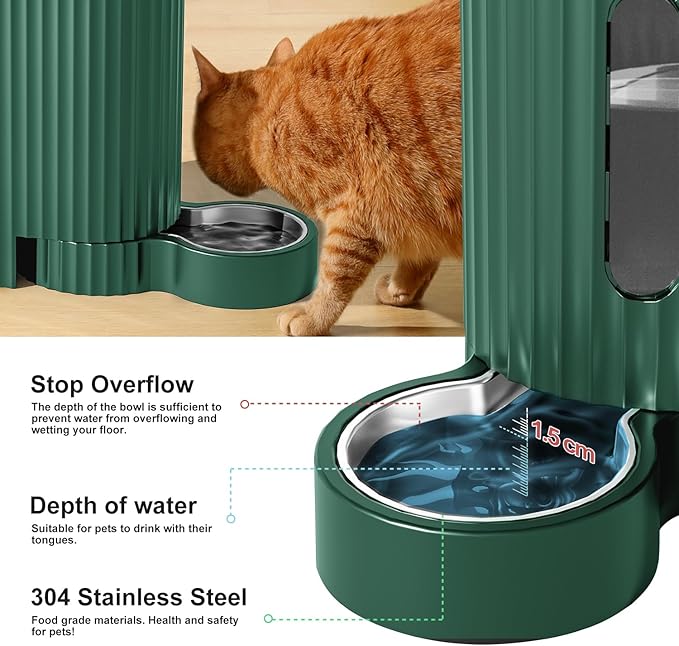 Gardner Pet Automatic Gravity Cat Food Feeder and Water Dispenser Stainless Steel Two-in-One Set Large Capacity Dispenser for Pets Dogs, Puppies, Kittens-Mewly Pet