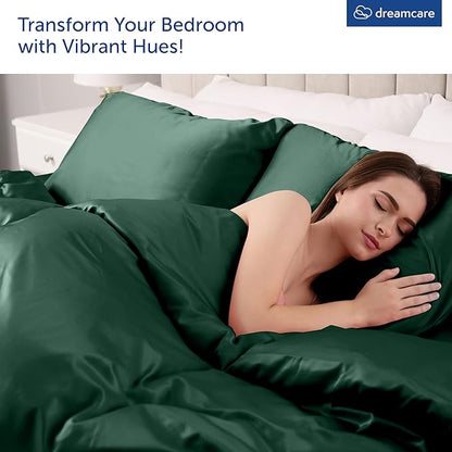 DREAMCARE King Size Sheets Set – 4 pcs Cooling Sheets – up to 21” Deep Pocket King Sheet Set – Hotel Luxury Sheets & Pillowcases – Superior Softness 100% Microfiber with Side Pocket - Emerald Green