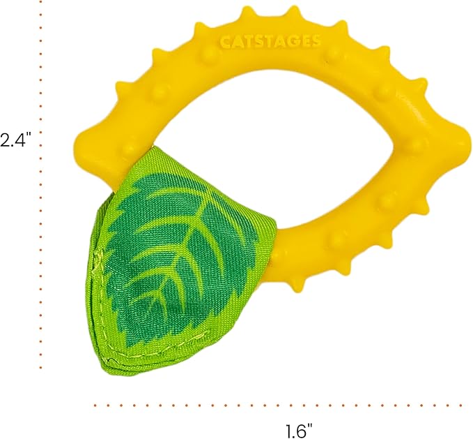 Catstages Dental Lemon Teether, Soft and Textured Cat Chew Toy, Catnip Oil Coating, Yellow-Mewly Pet