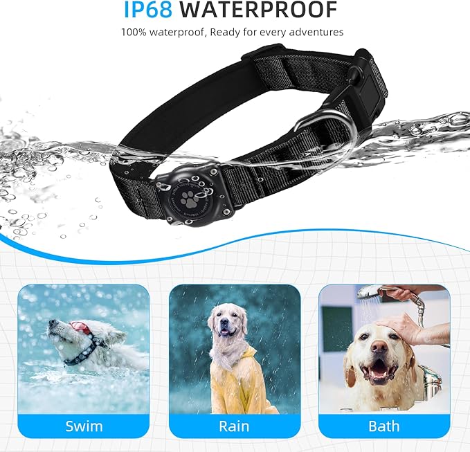 Reflective Air Tag Dog Collar - 100% Waterproof Dog Collar AirTag Holder | Extra-Durable, Soft Padded AirTag Dog Collars for Small Medium Large Dogs-Mewly Pet