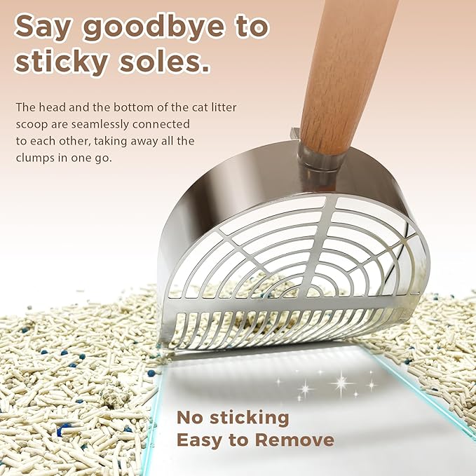 Cat Litter Scoop, Litter Scooper, Metal Cat Litter Scoop, Stainless Steel Cat Litter Scoop, Kitten Pooper Lifter, Kitty Metal Scooper with Holder for Cat Litter Box Strip Holes Easy Cleaning-Mewly Pet