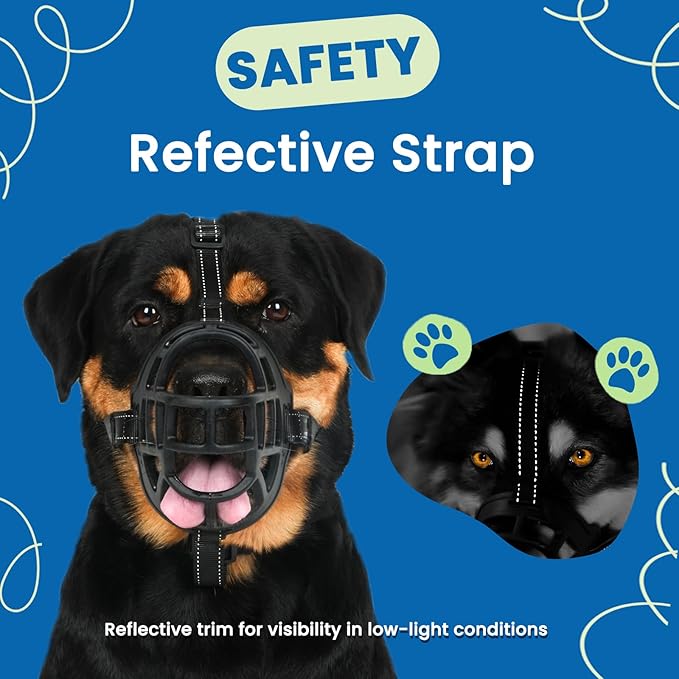 BARKLESS Dog Muzzle, Soft Basket Silicone Muzzle for Dogs to Prevent Biting and Chewing, Breathable Cage Mouth Cover for Training, Allows Drinking and Panting, Used with Collar-Mewly Pet