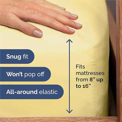 Twin XL 4 Piece Sheet Set - Comfy Breathable & Cooling - Ultra-Soft Hotel Luxury Bedding Set with 8-16 Inch Deep Pockets - 1 Flat & 1 Fitted Sheet & 2 Pillowcases - Wrinkle Free & Easy Care - Yellow