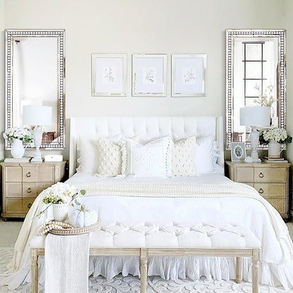 24" X 47" Large Wall Mirror for Living Room, Wall Decorative Mirror with Crystal and Glass Frame, Modern Elegant Beveled Wall Decor for Master Bath Home Office Bedroom Fireplace Mantle Entryway