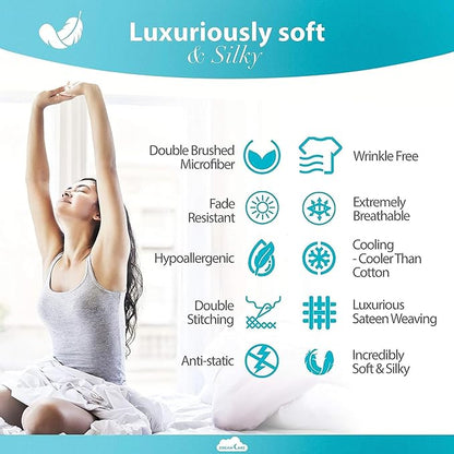 DREAMCARE Twin Sheets - Cooling Bed Sheets - 4pcs Set - up to 15" Deep Pocket Twin Bed Sheets - Twin Sheet Set - Soft Lasting 100% Fine Brushed Polyester with Side Pocket - D.Gray