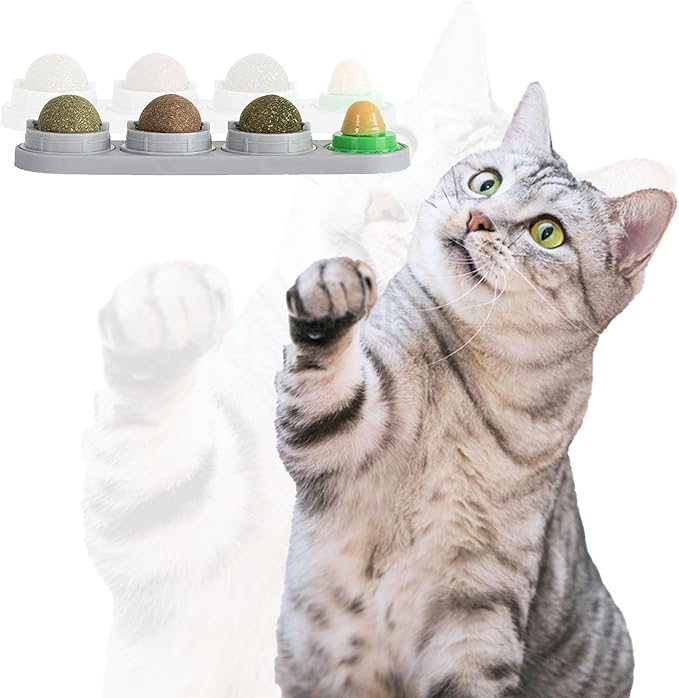 GATITOS Catnip Balls 3 Pcs, Catnip Ball for Cats Wall, Safe Healthy Kitten Chew Toys, Teeth Cleaning Dental Wall Treats, Edible Cats Lick Kitten Chew-Mewly Pet